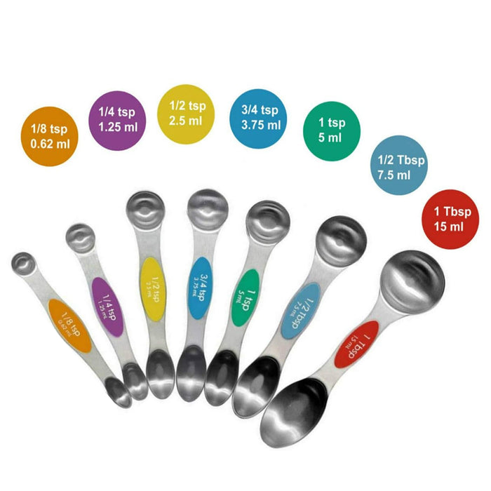 8 Pcs Measuring Spoon Set Dual Head Magnetic 430 Steel