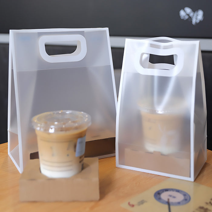20 Pcs Clear PP Plastic Gift Bags with Handles and Cardboard Base in 2 Sizes