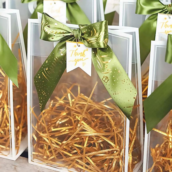 20 Pcs Clear PP Plastic Gift Bags with Handles and Cardboard Base in 2 Sizes