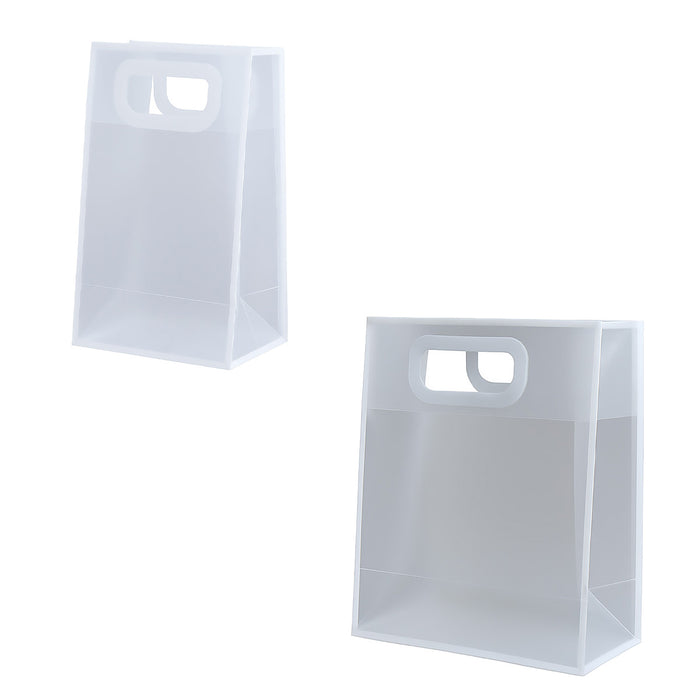 20 Pcs Clear PP Plastic Gift Bags with Handles and Cardboard Base in 2 Sizes