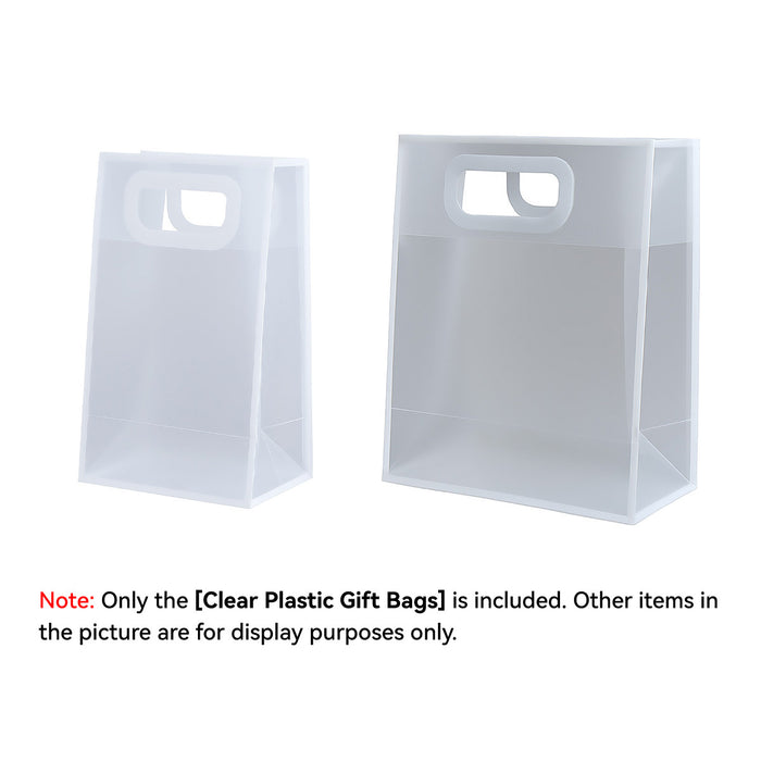 20 Pcs Clear PP Plastic Gift Bags with Handles and Cardboard Base in 2 Sizes