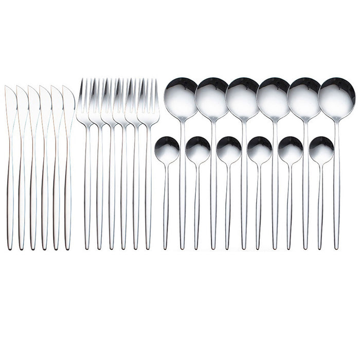 24pcs Stainless Steel Cutlery, Set Knife Fork Spoon Set