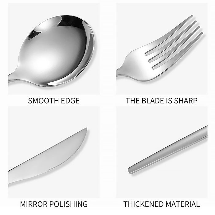 24pcs Stainless Steel Cutlery, Set Knife Fork Spoon Set