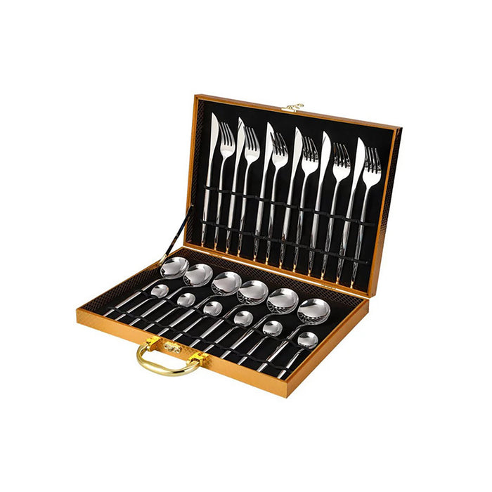 24pcs Stainless Steel Cutlery, Set Knife Fork Spoon Set