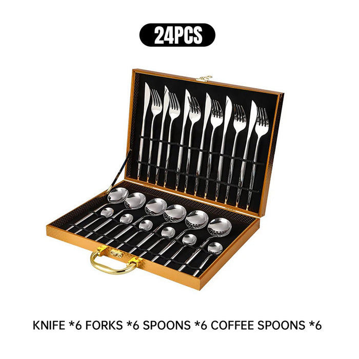 24pcs Stainless Steel Cutlery, Set Knife Fork Spoon Set