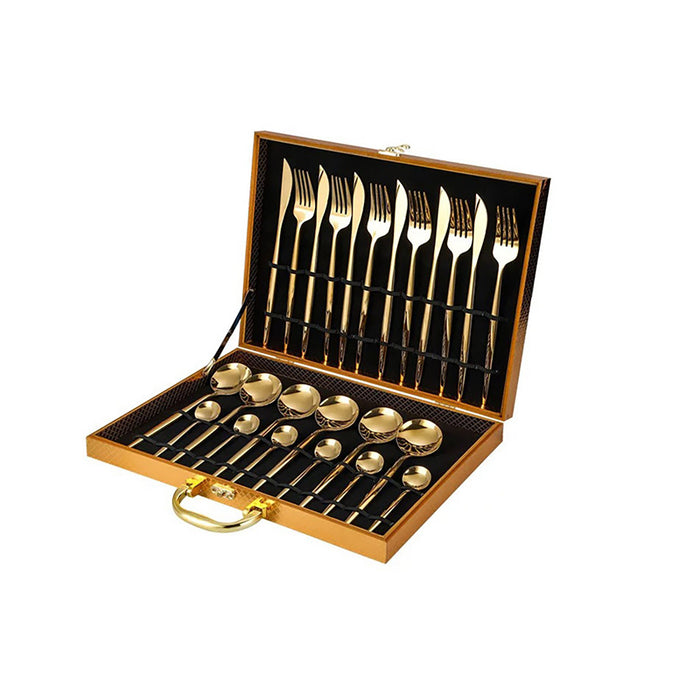 24pcs Stainless Steel Cutlery, Set Knife Fork Spoon Set