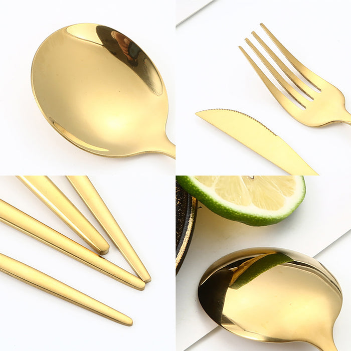 24pcs Stainless Steel Cutlery, Set Knife Fork Spoon Set