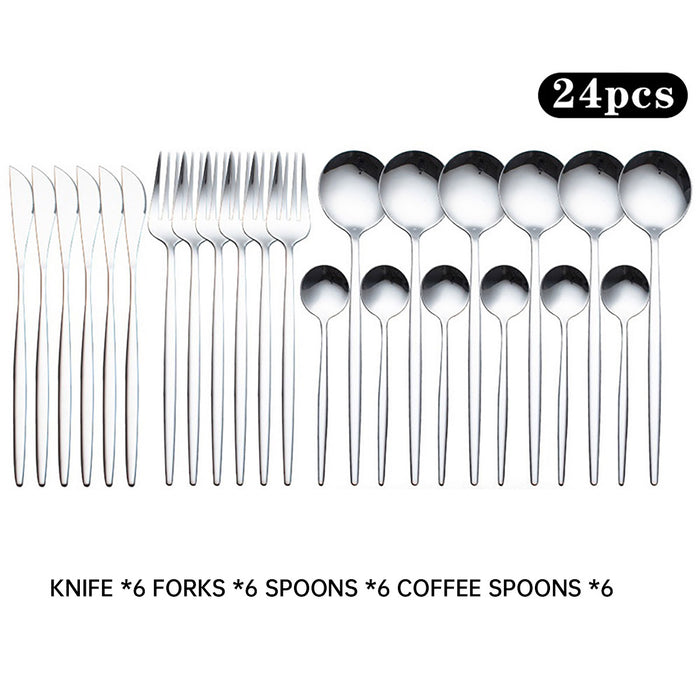 24pcs Stainless Steel Cutlery, Set Knife Fork Spoon Set