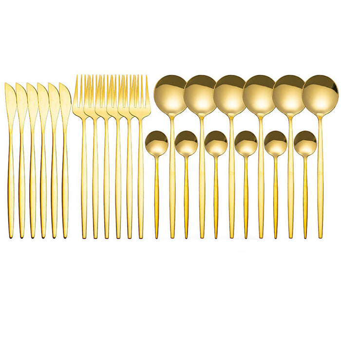 24pcs Stainless Steel Cutlery, Set Knife Fork Spoon Set