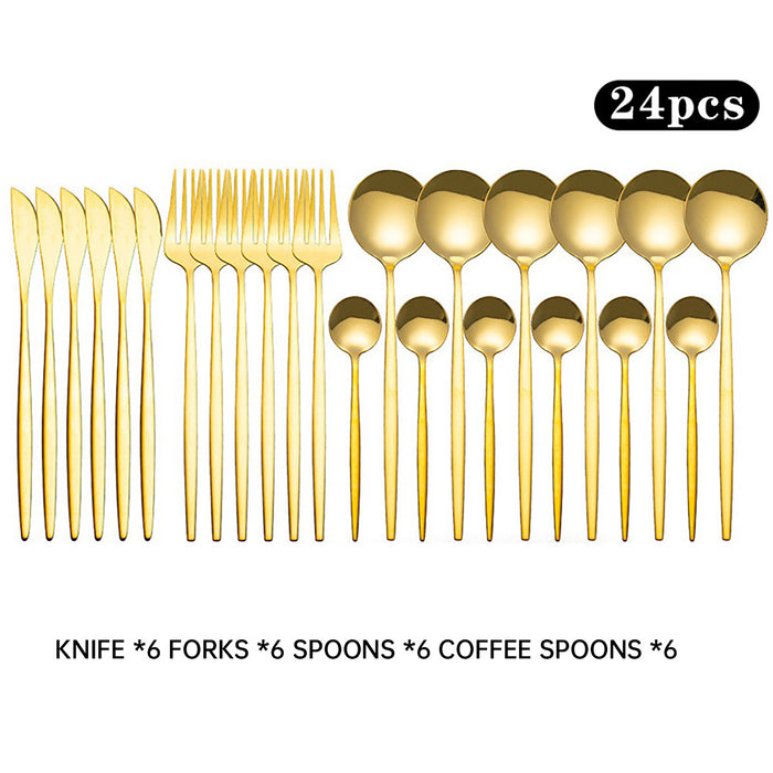 24pcs Stainless Steel Cutlery, Set Knife Fork Spoon Set