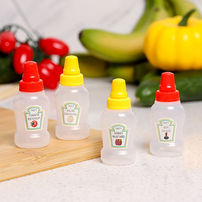 4 Pcs Mini Sauce Bottles Portable Picnic Condiment Containers