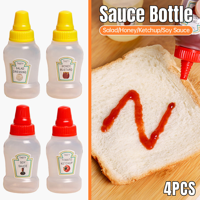 4 Pcs Mini Sauce Bottles Portable Picnic Condiment Containers