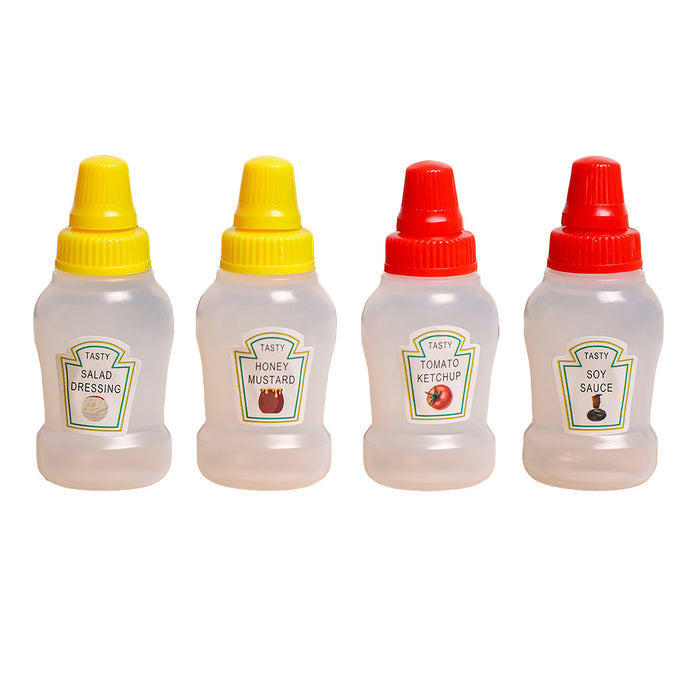 4 Pcs Mini Sauce Bottles Portable Picnic Condiment Containers