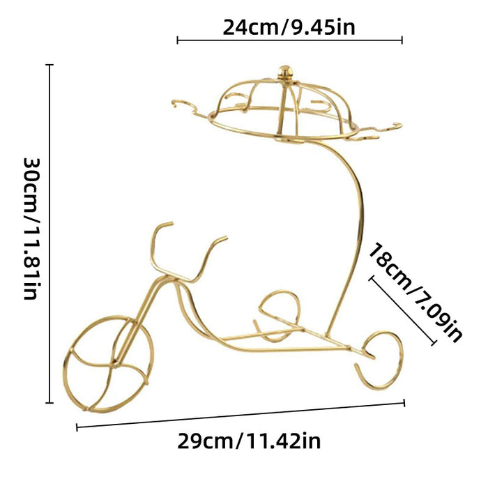 Iron Wine Bottle Holder Rack with 6 Glass Hangers Stand