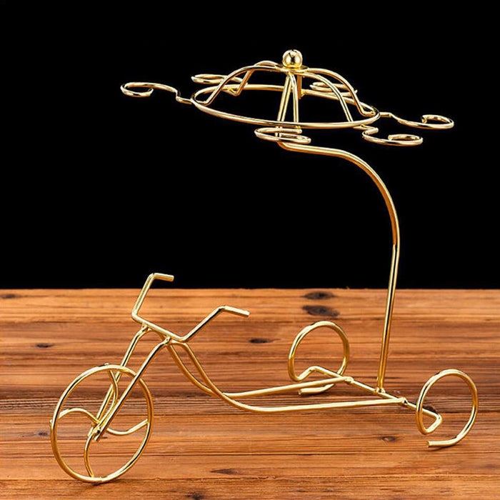 Iron Wine Bottle Holder Rack with 6 Glass Hangers Stand