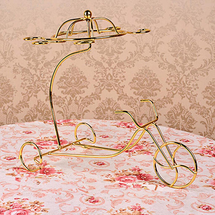 Iron Wine Bottle Holder Rack with 6 Glass Hangers Stand