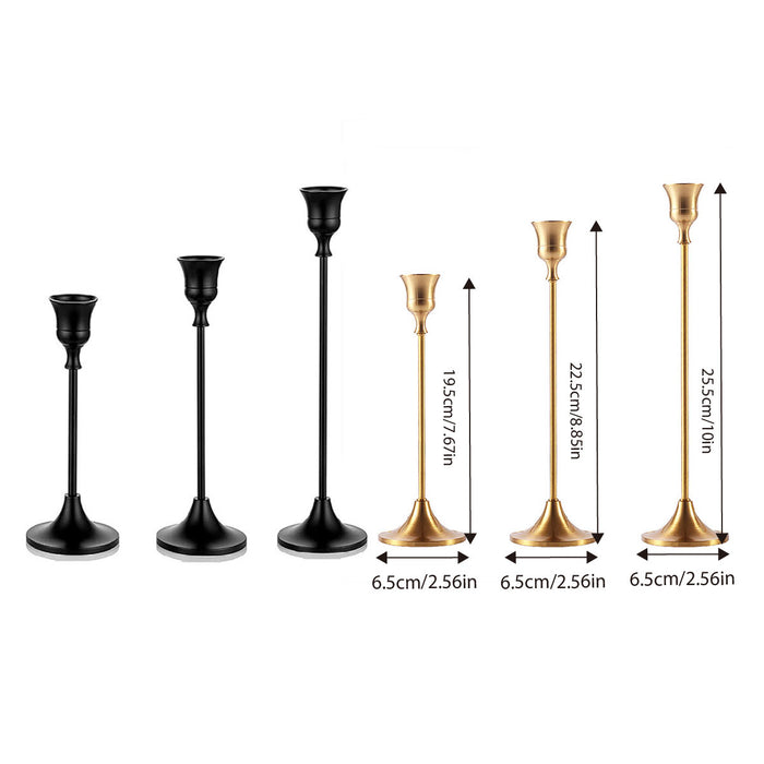 3PCS Metal Taper Candle Holders For Wedding Table Decor