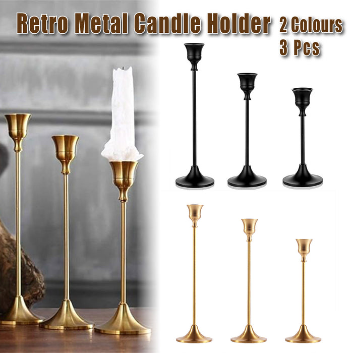 3PCS Metal Taper Candle Holders For Wedding Table Decor