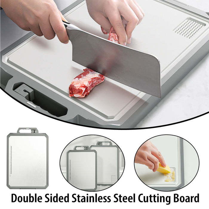 Stainless Steel Double Sided Cutting Board With Ruler