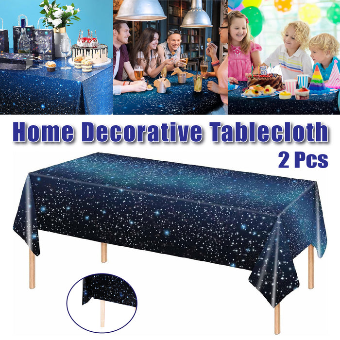 2 Pcs Galaxy Theme Plastic Tablecloths Waterproof 137 x 274 cm