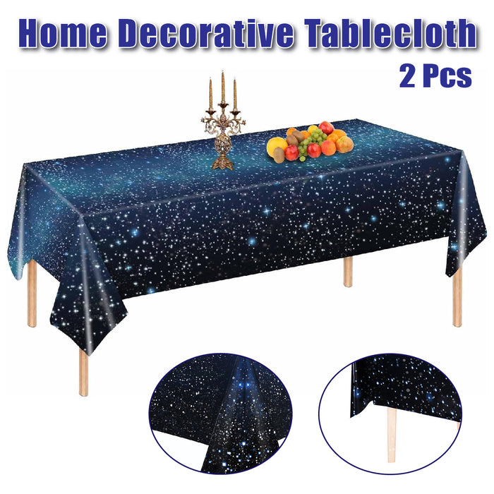 2 Pcs Galaxy Theme Plastic Tablecloths Waterproof 137 x 274 cm