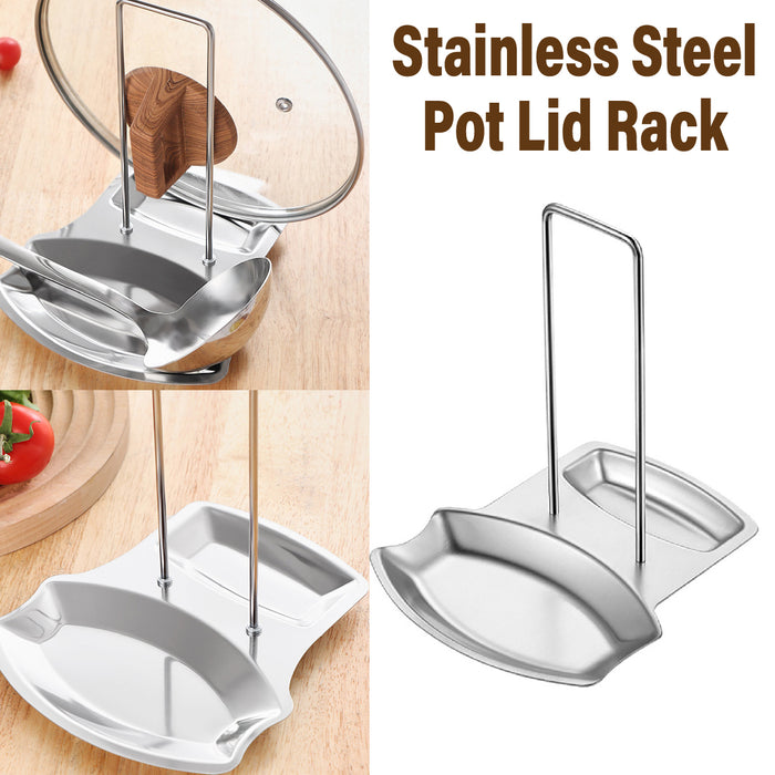 Stainless Steel Pot Lid Spoon Rack With Drip Tray Removable