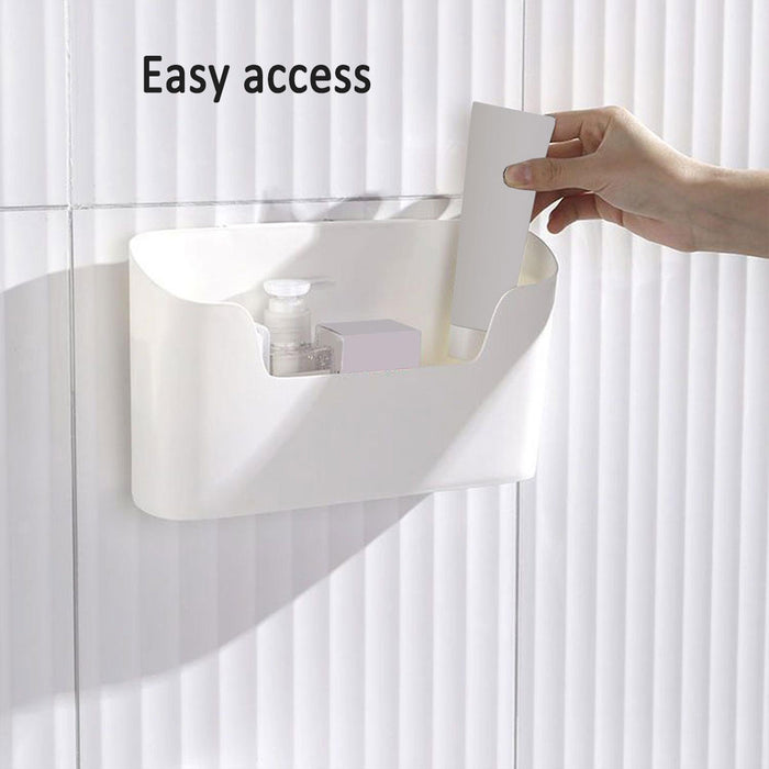 2PCS Wall Mounted Storage Rack Set Self Adhesive White