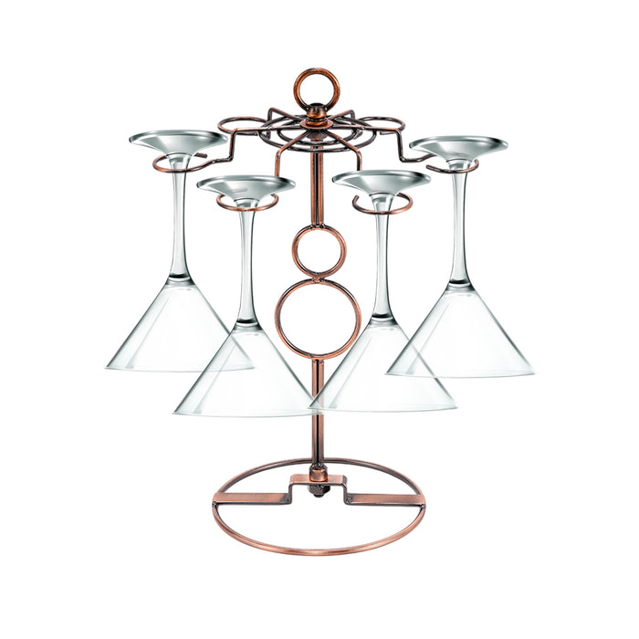 Freestanding Wine Glass Rack Iron Wire Brown for Bar