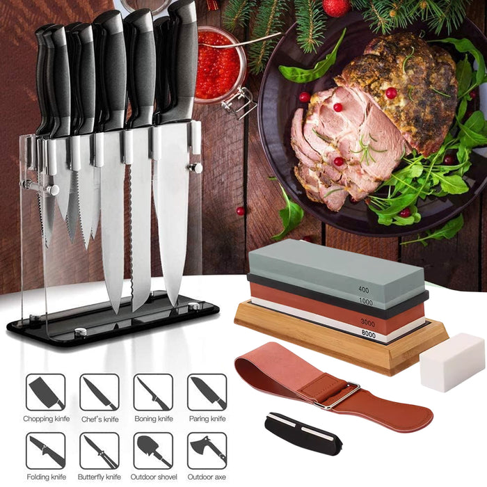4 Piece Sharpening Stone Set for Kitchen Knives Scissors