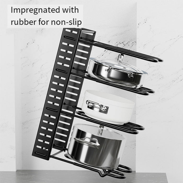 Pot Lid Storage Rack Foldable Multi Tier Iron Black