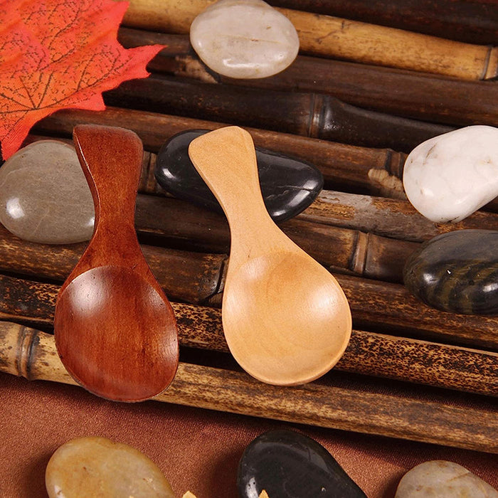 5/10 Pcs Mini Wooden Spice Spoons Beige Red Condiment