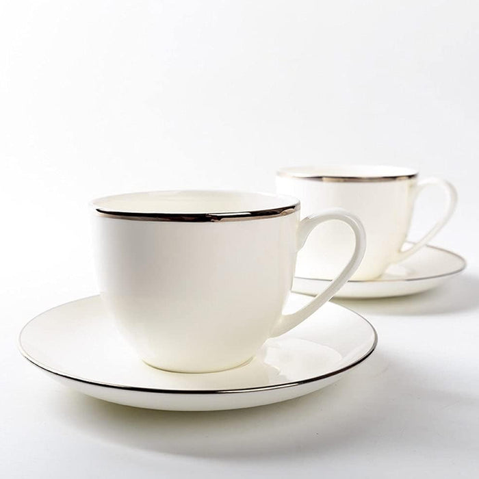6PCS Apricot Ceramic Coffee Cup and Saucer Set for Tea and Coffee