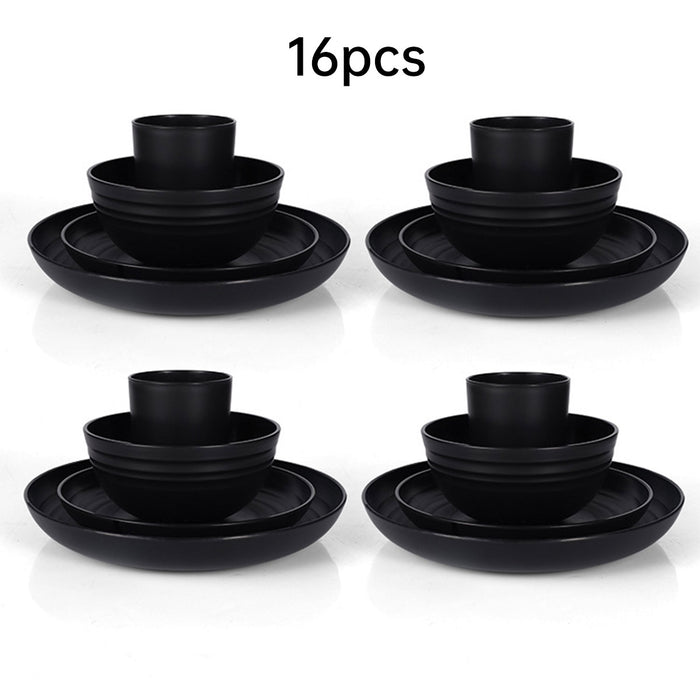 16pcs Eco-Friendly Wheat Straw Portable Tableware Set