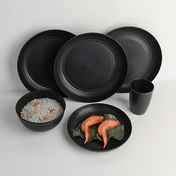 16pcs Eco-Friendly Wheat Straw Portable Tableware Set