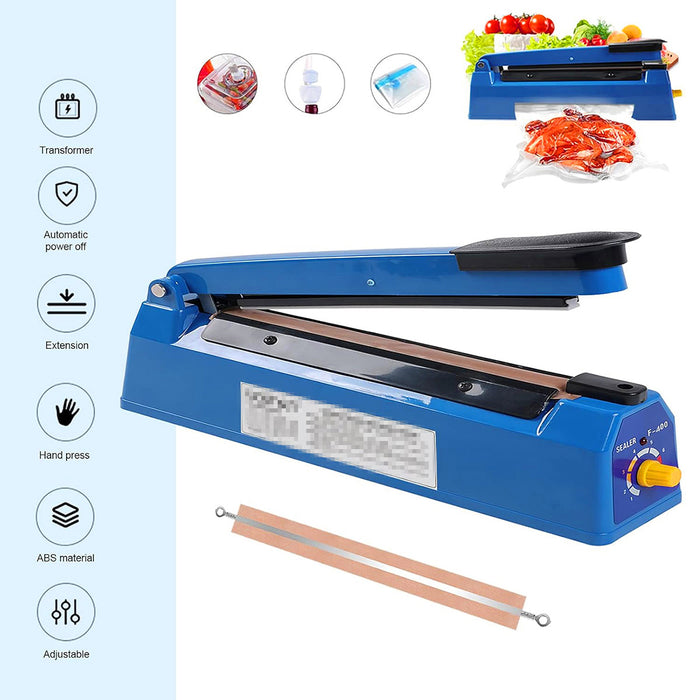 Hand Pressure Bag Sealer with 8-Speed Control ABS Blue