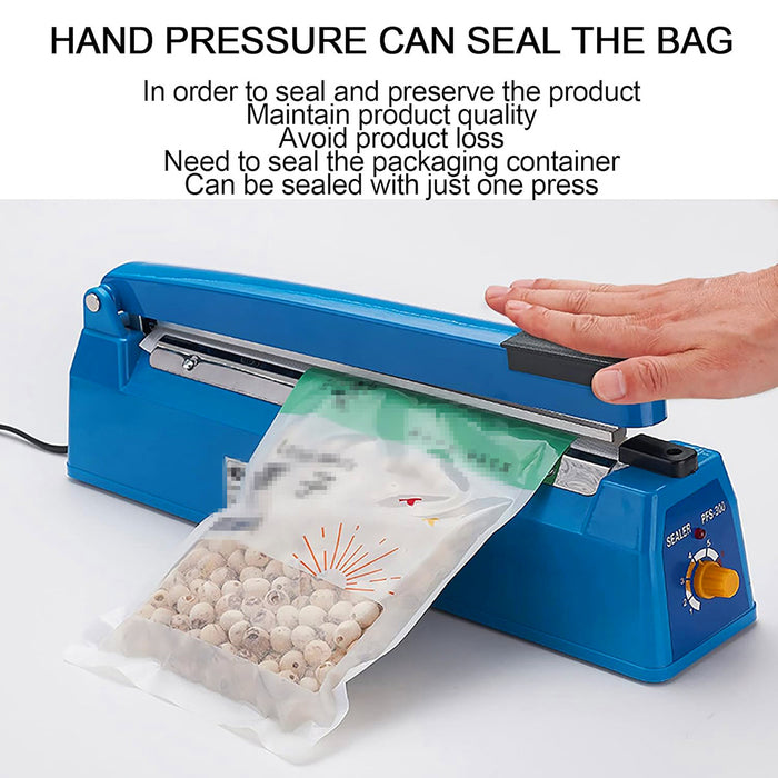 Hand Pressure Bag Sealer with 8-Speed Control ABS Blue