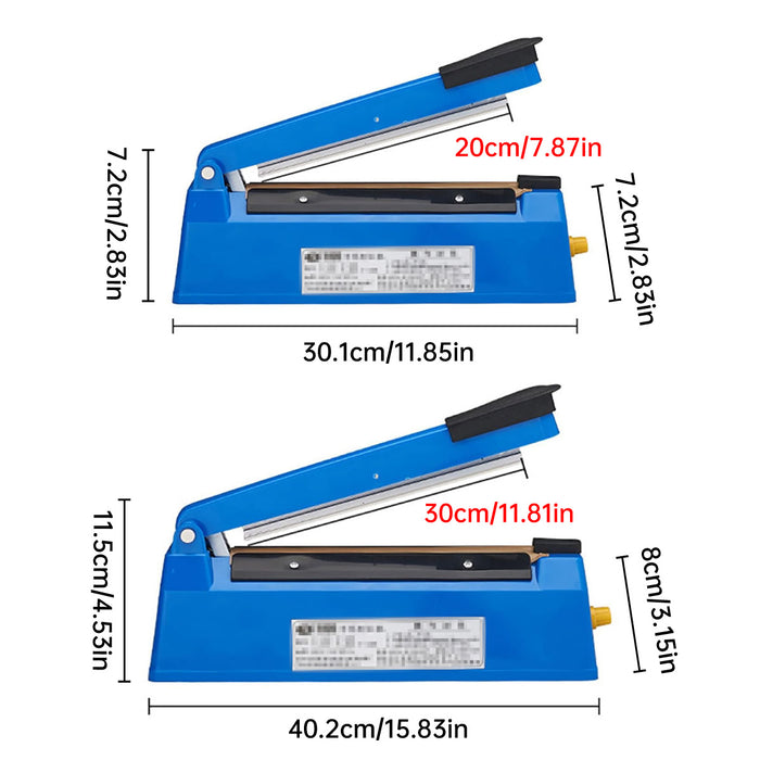 Hand Pressure Bag Sealer with 8-Speed Control ABS Blue
