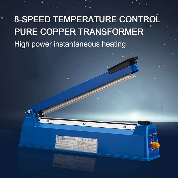 Hand Pressure Bag Sealer with 8-Speed Control ABS Blue
