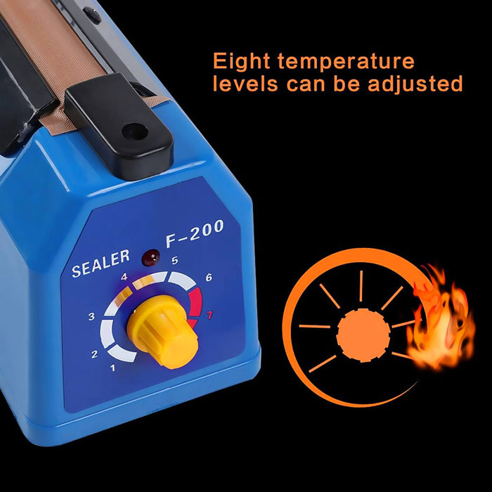 Hand Pressure Bag Sealer with 8-Speed Control ABS Blue