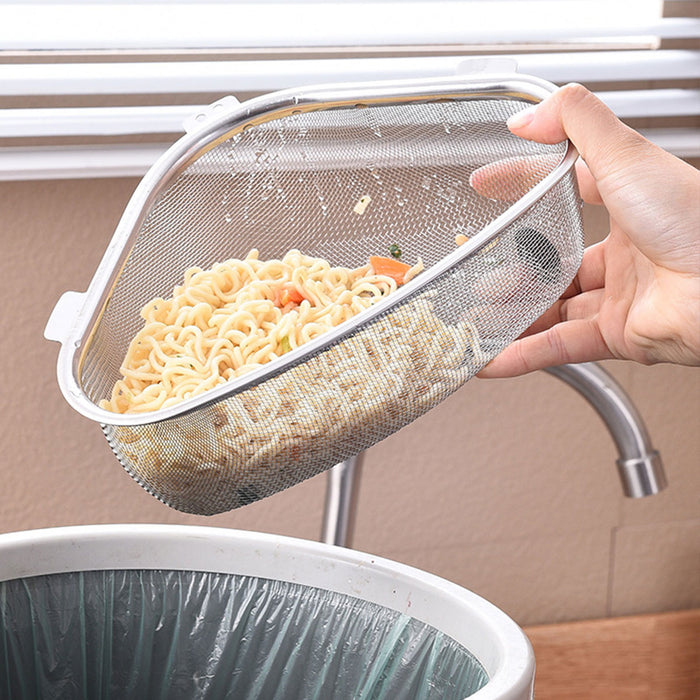 Stainless Steel Triangle Sink Drain Basket Fine Mesh With Suction Cup