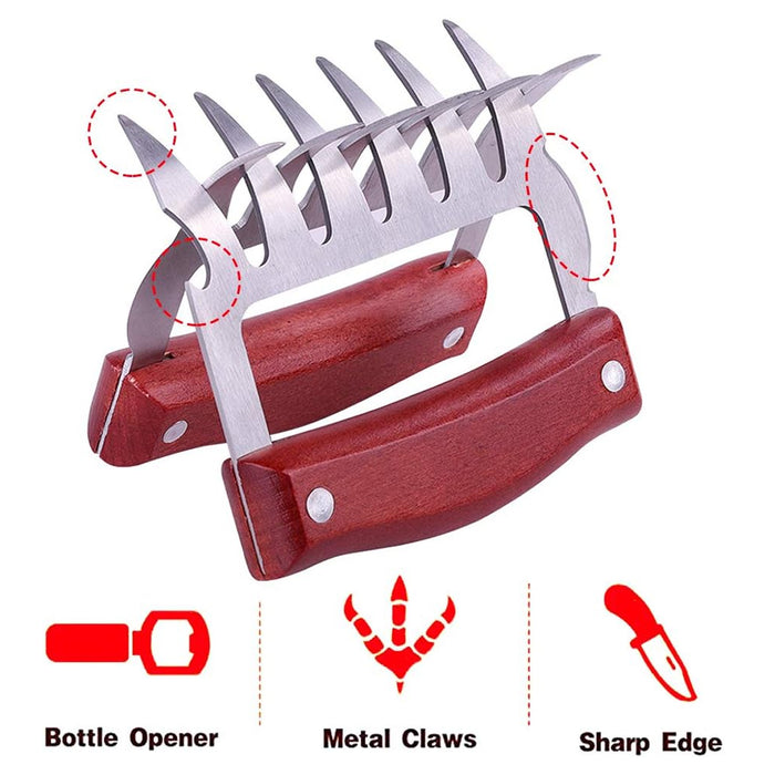 2 Pcs Meat Divider Claws with Wooden Handles 10.5cm