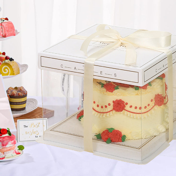 10 Pcs Clear PET Cake Box with Transparent Window Food Safe