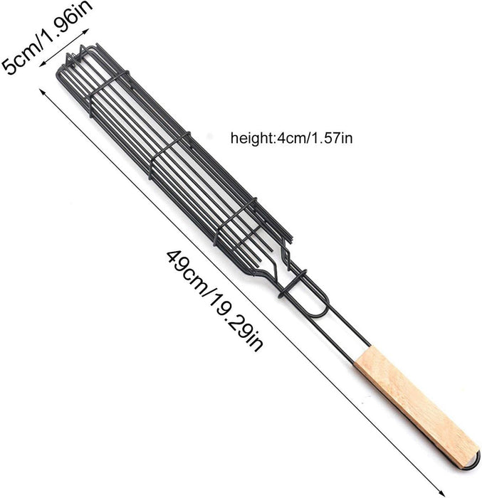 4 Pcs BBQ Grill Basket Set with Foldable Design and Wooden Handles