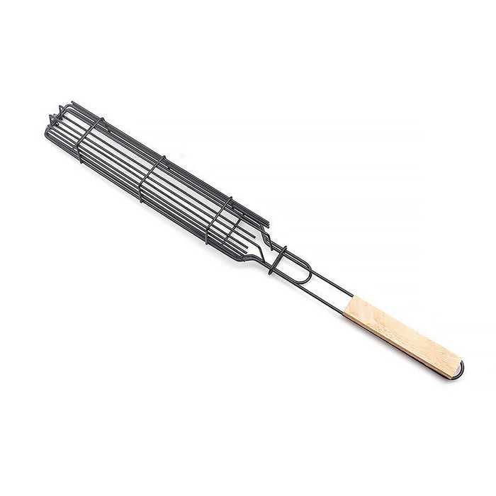 4 Pcs BBQ Grill Basket Set with Foldable Design and Wooden Handles