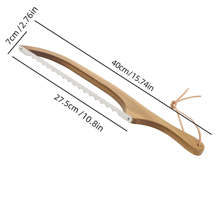 Wooden Bread Cutter Saw Serrated Stainless Steel Bread Slicer