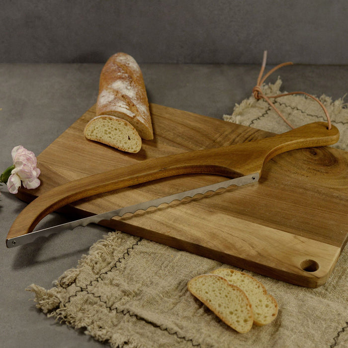 Wooden Bread Cutter Saw Serrated Stainless Steel Bread Slicer