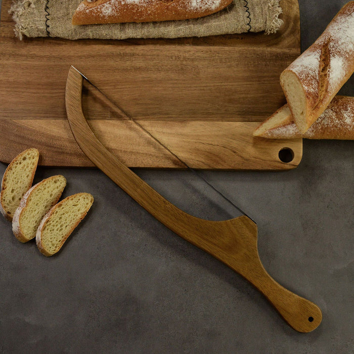 Wooden Bread Cutter Saw Serrated Stainless Steel Bread Slicer