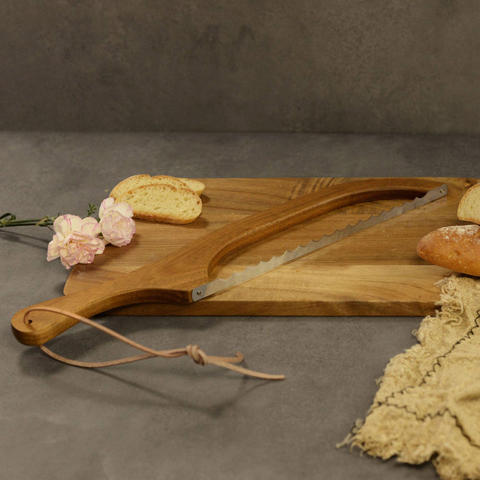 Wooden Bread Cutter Saw Serrated Stainless Steel Bread Slicer