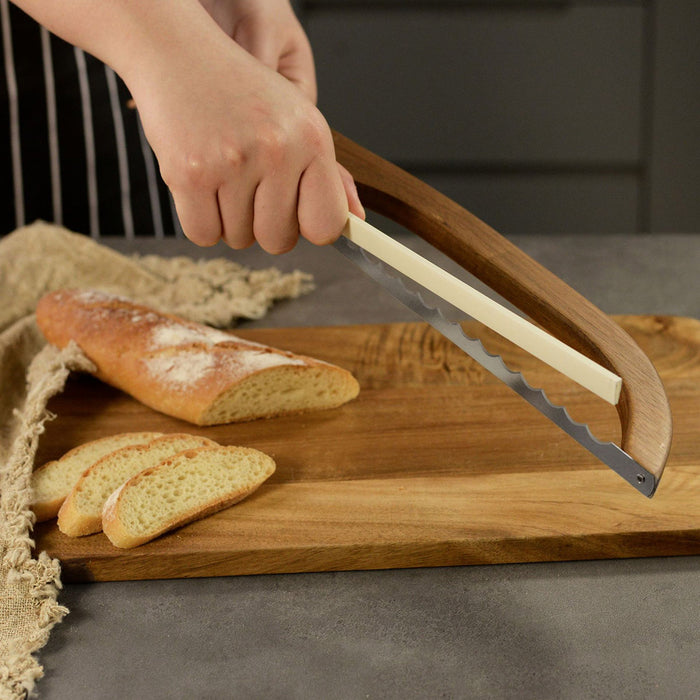 Wooden Bread Cutter Saw Serrated Stainless Steel Bread Slicer