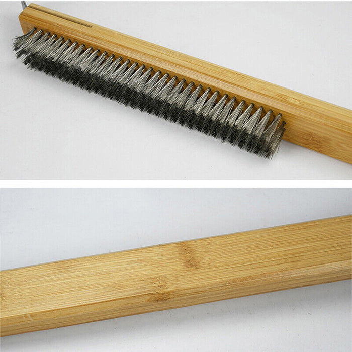 Pizza Oven Cleaning Brush with Scraper Stainless Steel Wire Wood Handle 57.5 cm